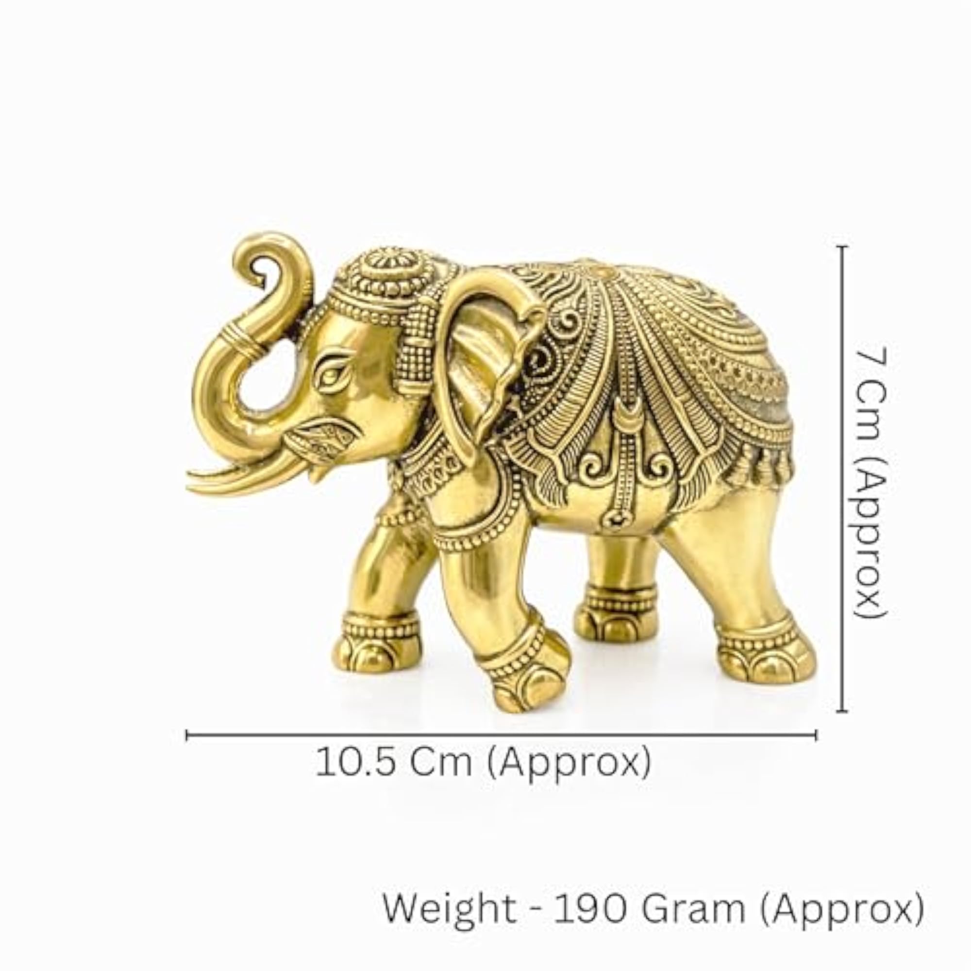 Brass Elephant Statue for Vastu Remedy, 7cm Approx